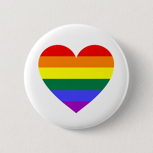 LGBT Gay Pride Rainbow Heart 6 Cm Round Badge (Front)