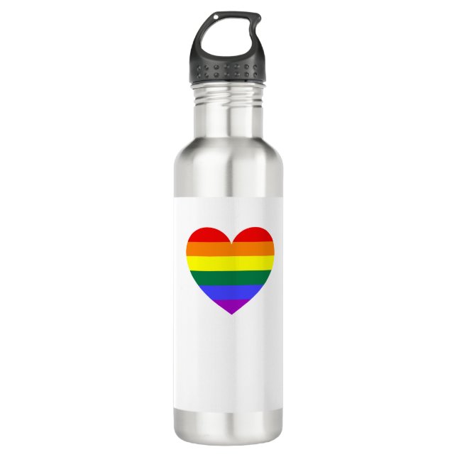 LGBT Gay Pride Rainbow Heart 710 Ml Water Bottle (Front)