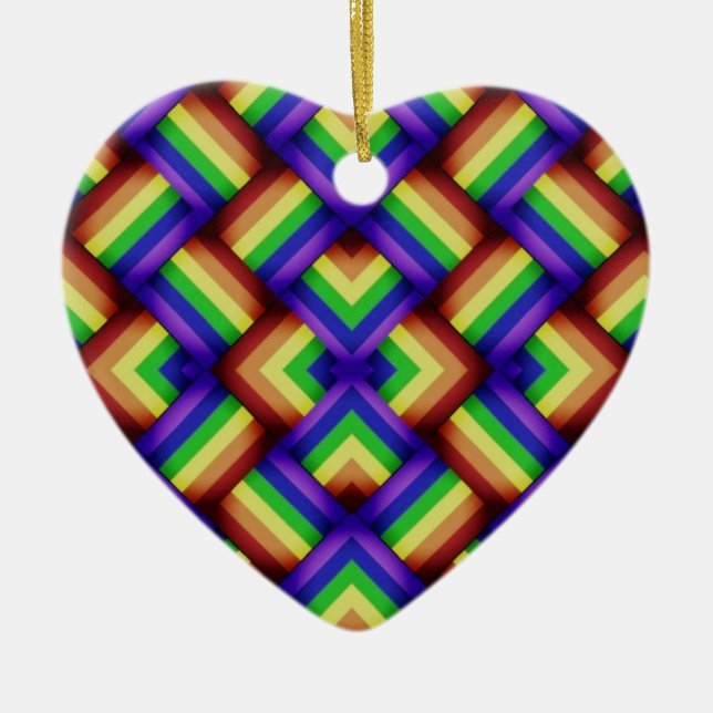 LGBT Gay Pride Rainbow Heart Ornament (Front)