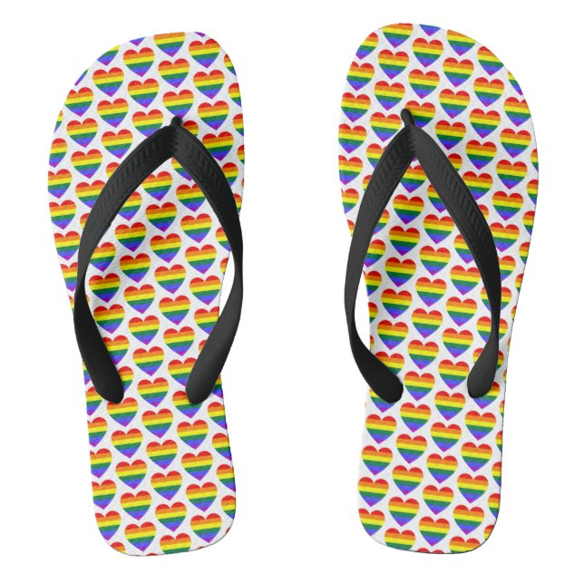 LGBT Gay Pride Rainbow Heart Pattern Thongs (Footbed)