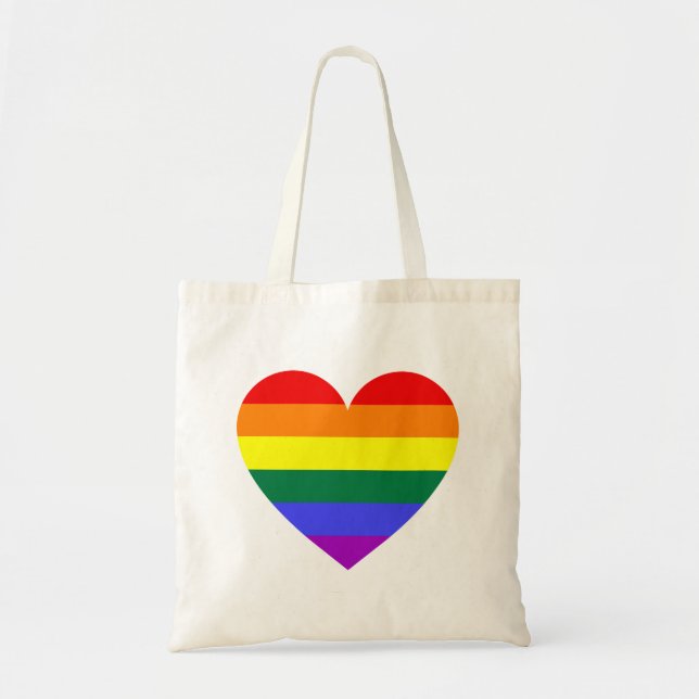 LGBT Gay Pride Rainbow Heart Tote Bag (Front)