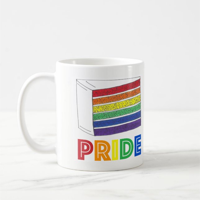 LGBT Gay Pride Rainbow Layer Cake Slice Coffee Mug (Left)