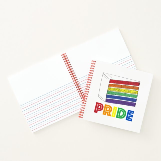 LGBT Gay Pride Rainbow Layer Wedding Cake Slice Notebook (Inside)