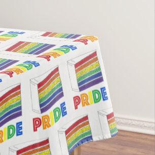 LGBT Gay Pride Rainbow Layer Wedding Cake Slice Tablecloth