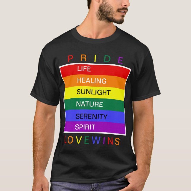 LGBT Gay Pride Rainbow Love Wins Custom T-Shirt (Front)