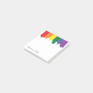 LGBT Gay Pride Rainbow Paint Personalised Post-it Notes