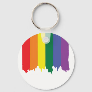 LGBT Gay Pride Rainbow Running Paint Key Ring