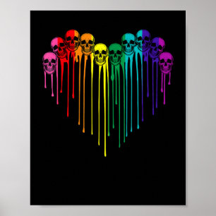 LGBT Gay Pride Started Flag Skull Heart LGBT Suppo Poster