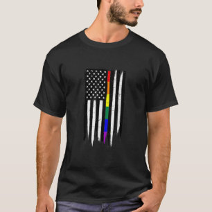 LGBT Gay Pride Thin Line American Flag T-Shirt