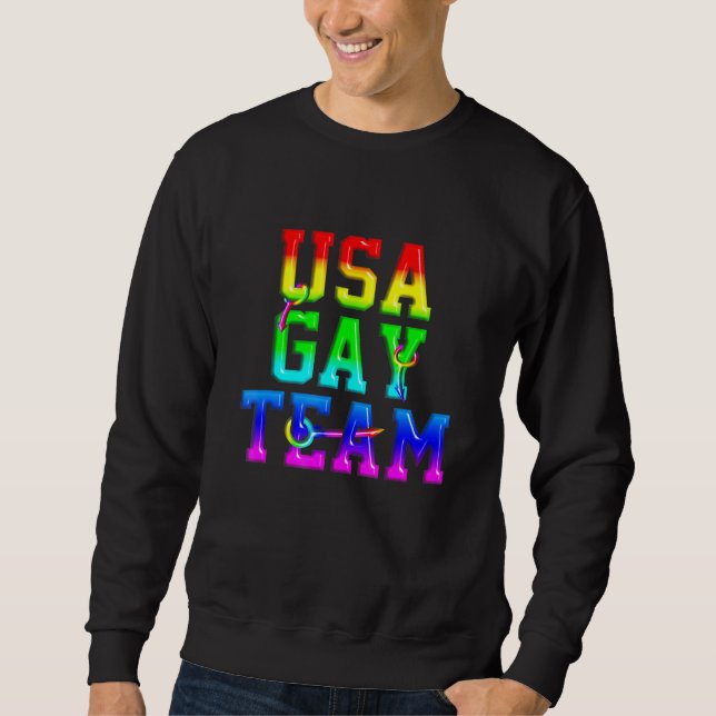 Lgbt Gay Pride Transgender Rainbow Usa Team Mens C Sweatshirt (Front)