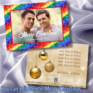 LGBT Gay Rainbow Flag Merry Christmas Custom Photo Holiday Card