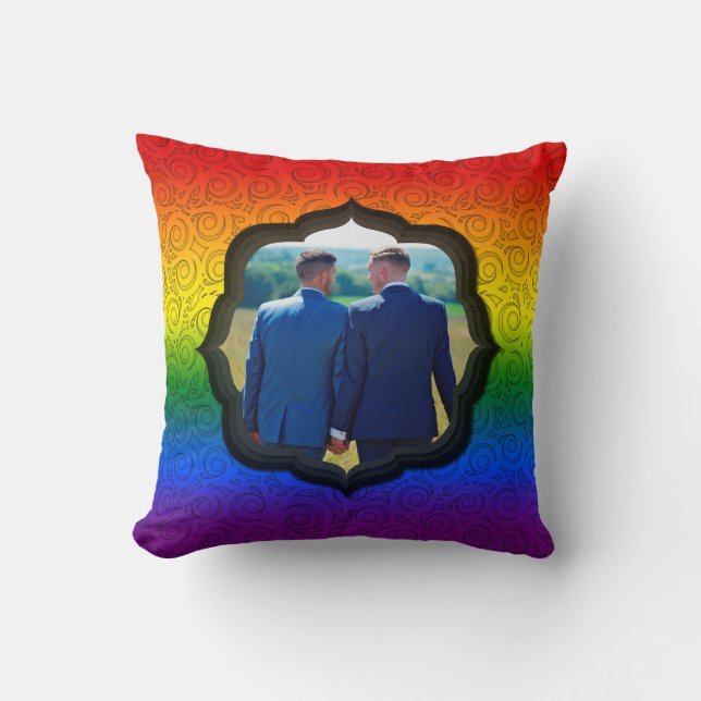LGBT Gay Rainbow Pride Flag Custom Photo  Cushion (Front)