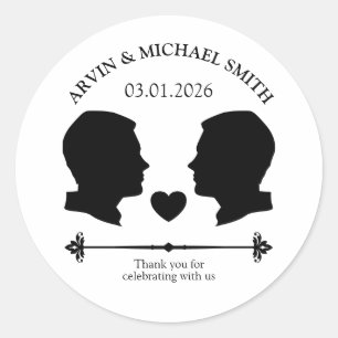 LGBT Gay Wedding Two Grooms Classic Round Sticker