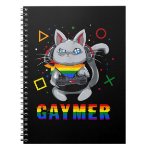 LGBT Gaymer Geek Pride Lesbian Trans Gift Cat Vide Notebook