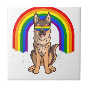LGBT German Shepherd Dog Gay Pride Rainbow LGBTQ Ceramic Tile