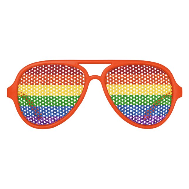 LGBT Glitter Rainbow Pride Flag Aviator Sunglasses (Front)