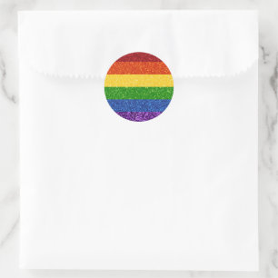 LGBT Glitter Rainbow Pride Flag Classic Round Sticker