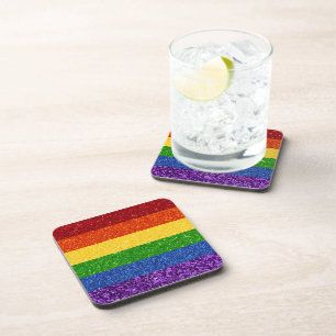 LGBT Glitter Rainbow Pride Flag Coaster