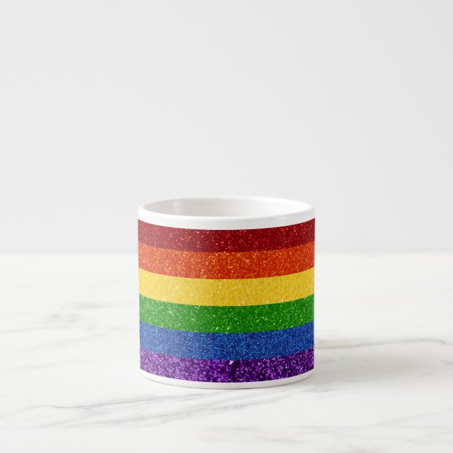 LGBT Glitter Rainbow Pride Flag Espresso Cup (Front)