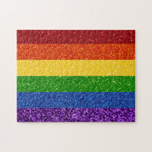 LGBT Glitter Rainbow Pride Flag Jigsaw Puzzle