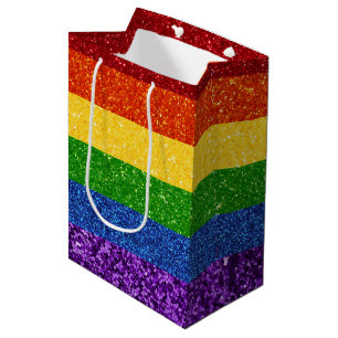 LGBT Glitter Rainbow Pride Flag Medium Gift Bag