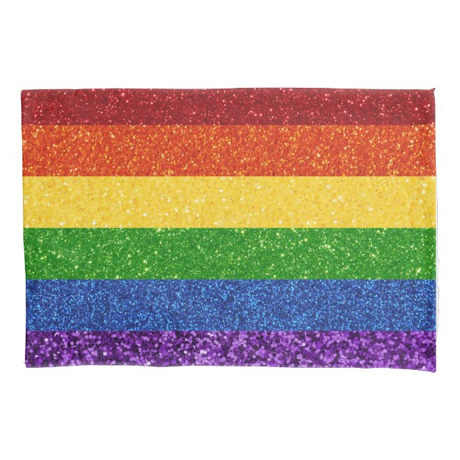 LGBT Glitter Rainbow Pride Flag Pillow Case (Front)