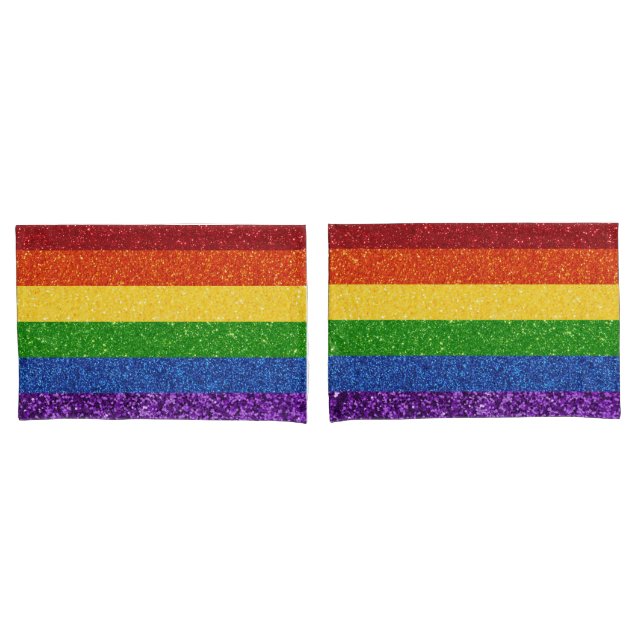LGBT Glitter Rainbow Pride Flag Pillowcase (Front-Set)