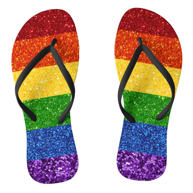 LGBT Glitter Rainbow Pride Flag Thongs (Footbed)