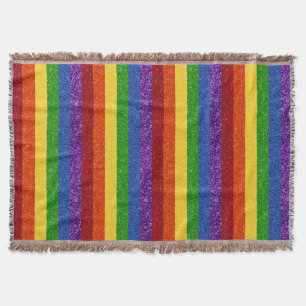 LGBT Glitter Rainbow Pride Flag Throw Blanket
