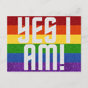LGBT Glitter Yes I Am! Coming Out Card