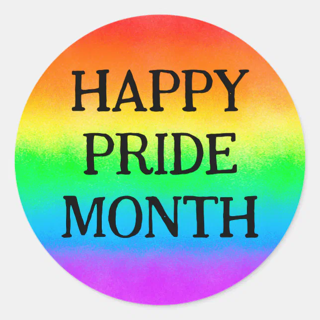 LGBT HAPPY PRIDE MONTH | Rainbow Flag Classic Round Sticker | Zazzle