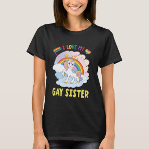 LGBT Heart Flag Unicorn Flying Rainbow I Love My G T-Shirt