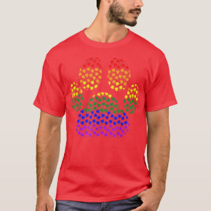 LGBT Heart Rainbow Dog Paw LGBT Pride LGBT Support T-Shirt