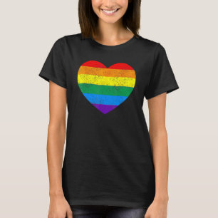 LGBT Heart Rainbow Flag Gay Les Pride Support LGBT T-Shirt