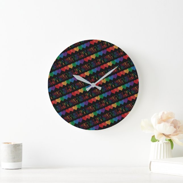 LGBT Heart Retro Be A Decent Human It's Not That Large Clock (Home)