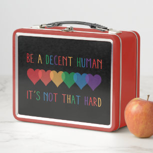 LGBT Heart Retro Be A Decent Human It's Not That Metal Lunch Box