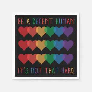LGBT Heart Retro Be A Decent Human It's Not That Napkin