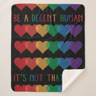 LGBT Heart Retro Be A Decent Human It's Not That Sherpa Blanket