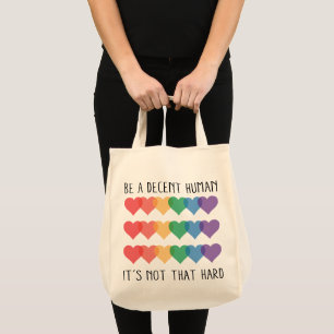 LGBT Heart Retro Be A Decent Human It's Not That Tote Bag