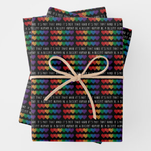 LGBT Heart Retro Be A Decent Human It's Not That Wrapping Paper Sheet