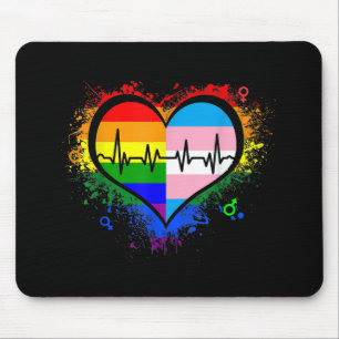 LGBT Heartbeat EKG Shirt Gay Lesbian Transgender L Mouse Pad