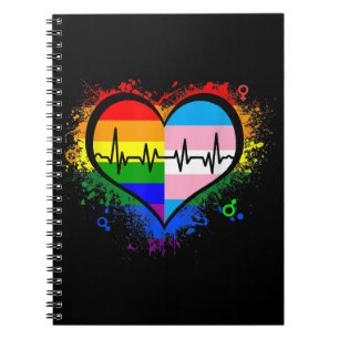 LGBT Heartbeat EKG Shirt Gay Lesbian Transgender L Notebook
