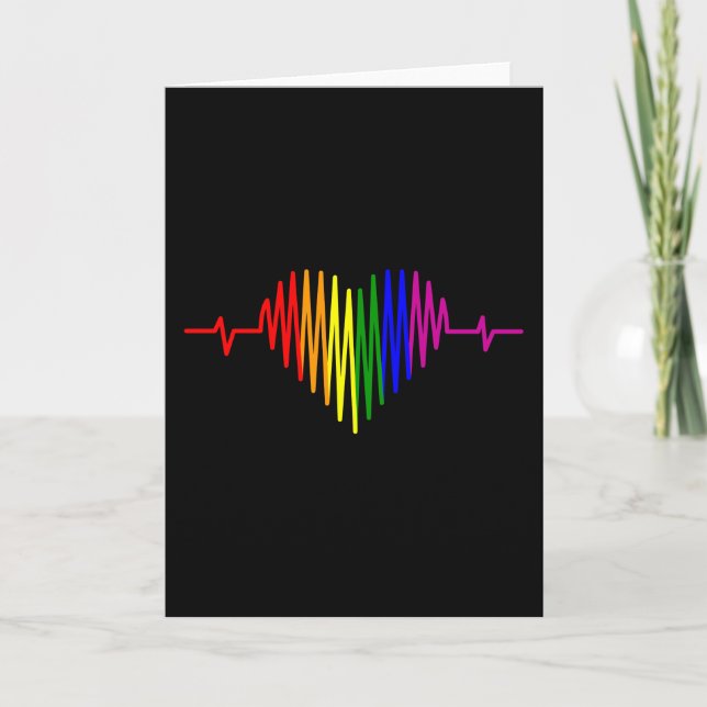 LGBT Heartbeat LGBT Pride Month LGBTQ Rainbow Flag Card (Front)
