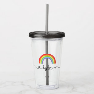 LGBT Hearts & Rainbows Acrylic Tumbler