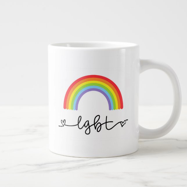 LGBT Hearts & Rainbows Large Coffee Mug (Right)