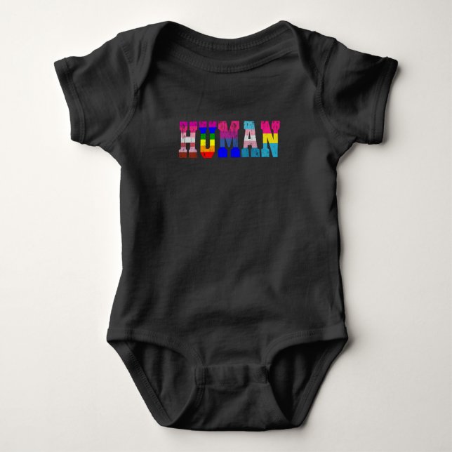 LGBT Human Flag LGBT Pride Month LGBTQ Rainbow Baby Bodysuit (Front)