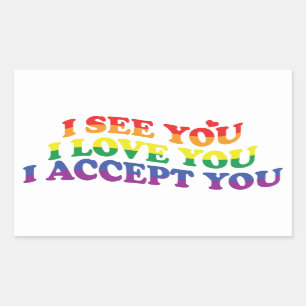 LGBT I Love You, I Accept You Rectangular Sticker