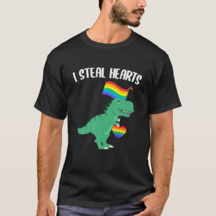 LGBT I Steal Hearts Trex Dinosaur Gay Pride Lesbia T-Shirt