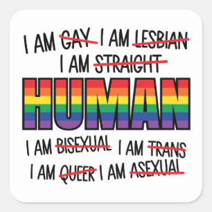LGBT I'm gay,  I'm Human Square Sticker