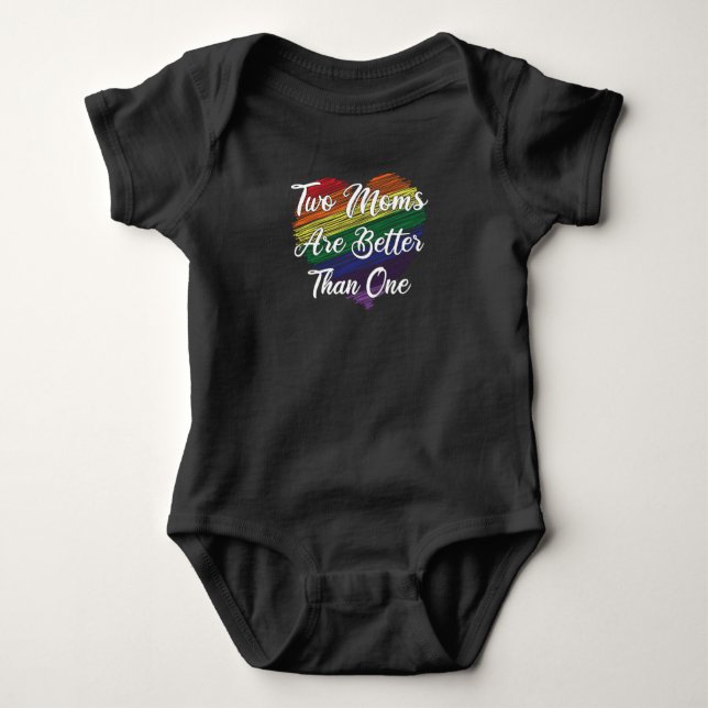 LGBT LBGBTQ Mother Mum Lesbian Gay Gay Marriage Baby Bodysuit (Front)
